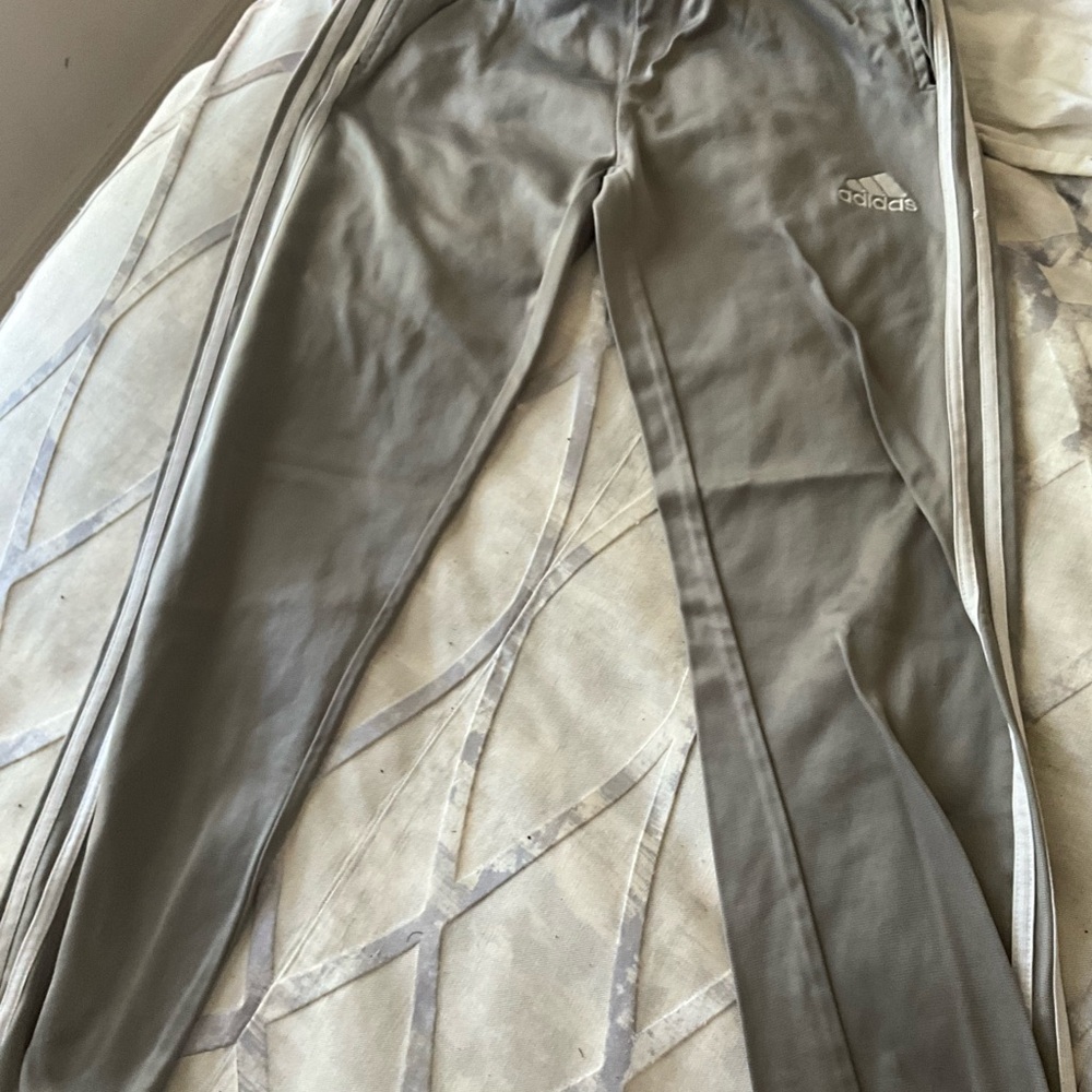 Adidas Gray Sweatpants with Side Stripes